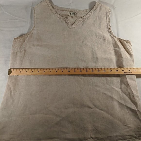 L.L. Bean ll Vintage Peasant Tank Woven top Women's size large L tan white beige - Picture 9 of 14